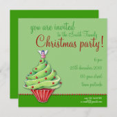 Invitation à la fête verte de Noël de Cupcake (Devant / Derrière)