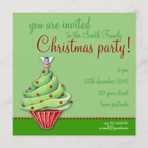 Invitation à la fête verte de Noël de Cupcake
