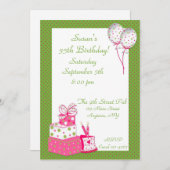 Invitation à la fête verte rose (Devant / Derrière)