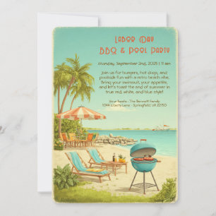 Invitation à la fête vintage BBQ & piscine de la f
