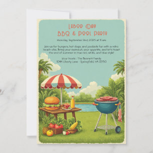Invitation à la fête vintage BBQ & piscine de la f