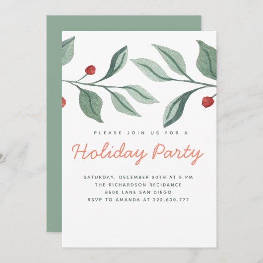 Invitation à la feuille de verdure de la fête de v (Devant / Derrière)