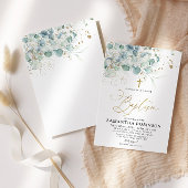 Invitation à la feuille d'eucalyptus et au baptême