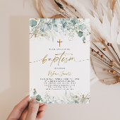 Invitation à la feuille d'eucalyptus et au baptême