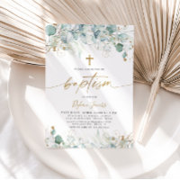 Invitation à la feuille d'eucalyptus et au baptême
