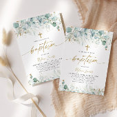 Invitation à la feuille d'eucalyptus et au baptême