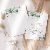 Invitation à la feuille d'eucalyptus et au baptême