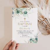 Invitation à la feuille d'eucalyptus et au baptême