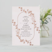 invitation à la feuille mariage florale moderne (Debout devant)