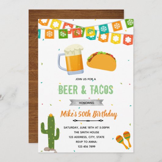 Invitation à la fiesta bière et tacos (Devant / Derrière)