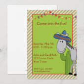 Invitation à la Fiesta de Cactus Donkey (Devant / Derrière)