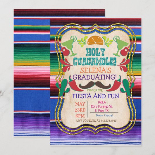 Invitation à la Fiesta mexicaine de remise des dip (Devant / Derrière)