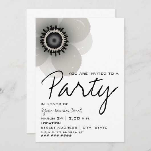 Invitation à la Fleur d'Anemone (Devant / Derrière)