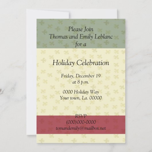 Invitation à la Fleur de Lis Christmas Tree (Dos)