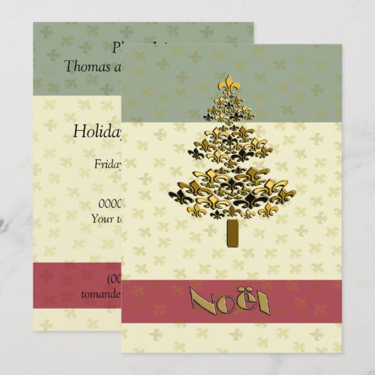 Invitation à la Fleur de Lis Christmas Tree (Devant / Derrière)