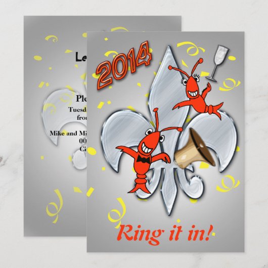 Invitation à la Fleur de Lis Crawfish (Devant / Derrière)