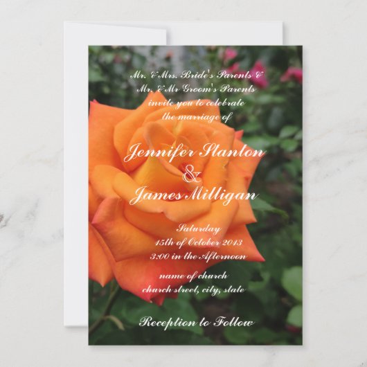 Invitation à la fleur rose orange (Devant)
