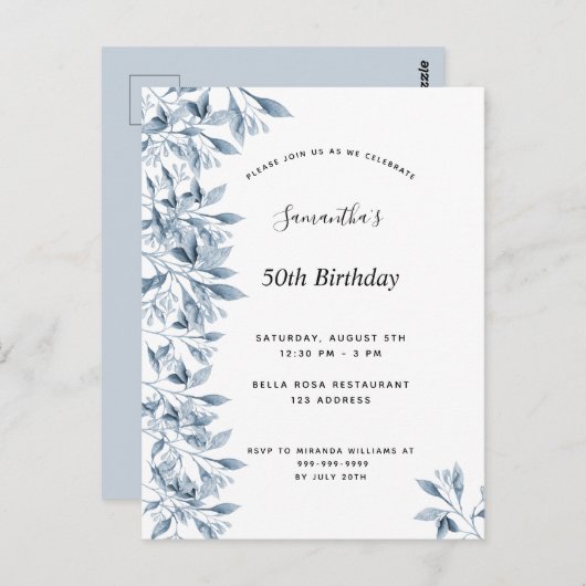 Invitation à la floraison botanique bleue (Devant / Derrière)