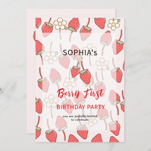 Invitation à la fraise et à la fleur (Devant / Derrière)