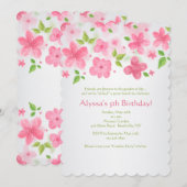 Invitation à la frontière de fleurs roses (Devant / Derrière)