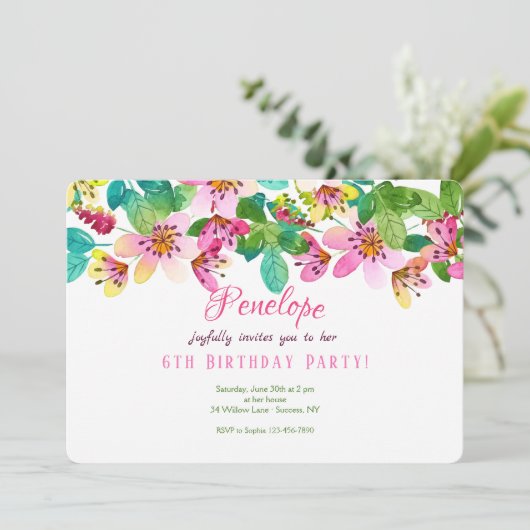 Invitation à la frontière des fleurs roses (Debout devant)