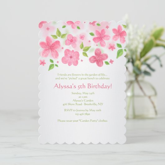 Invitation à la frontière des fleurs roses (Debout devant)