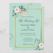 Invitation à la frontière florale et or délicate (Devant / Derrière)