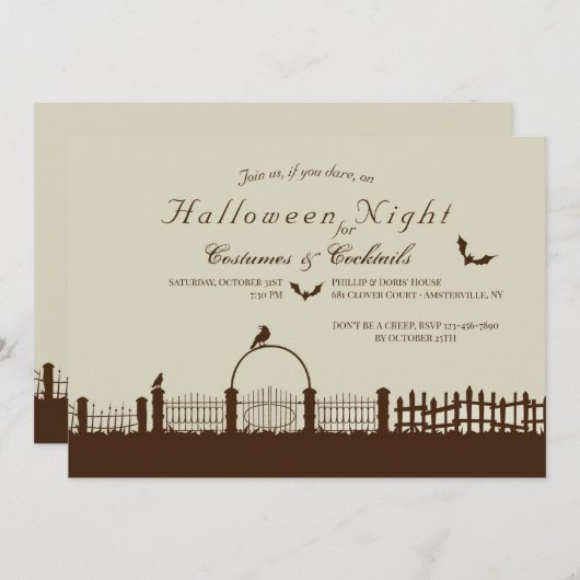 Invitation à la frontière Halloween (Devant / Derrière)