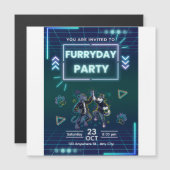 Invitation à la Furryday Party Néon Rétro (Devant / Derrière)