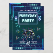 Invitation à la Furryday Party Néon Rétro (Devant / Derrière)
