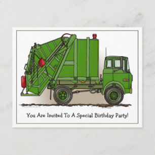 Invitation à la Garbage Truck Green Kids Party