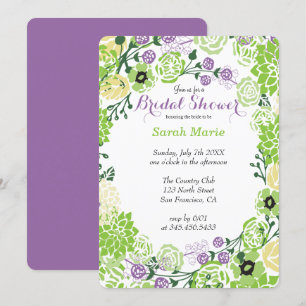 Invitation à la gerbe florale violette et verte
