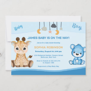 Invitation à la Girafe et au Baby shower de l'ours