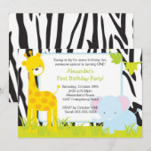 Invitation à la Girafe Jungle Safari (Devant / Derrière)