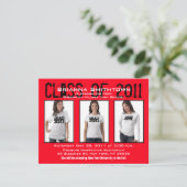 Invitation à la graduation Ajouter 3 photos Rouge  (Debout devant)