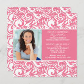 Invitation à la graduation avec la florale rose ph (Devant / Derrière)