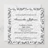 Invitation à la graduation Black Damask (Dos)