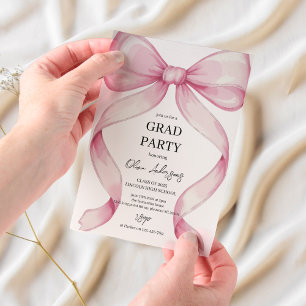 Invitation à la graduation de Pink Bow Élégant e