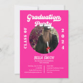 Invitation à la graduation de Retro Funky Hot Pink (Devant)
