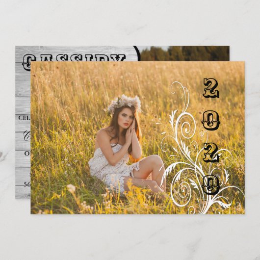 Invitation à la graduation de style champêtre en b (Devant / Derrière)