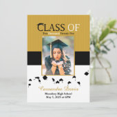 Invitation à la graduation d'or avec photo (Debout devant)