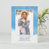 Invitation à la graduation du cadre bleu ciel (Debout devant)