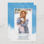 Invitation à la graduation du cadre bleu ciel (Devant / Derrière)