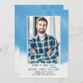 Invitation à la graduation du cadre bleu ciel (Devant / Derrière)