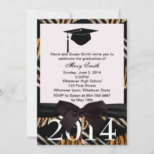 Invitation À La Graduation Du Ruban Noir Zèbre Et