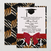 Invitation À La Graduation Du Ruban Rouge Zèbre Et (Devant / Derrière)