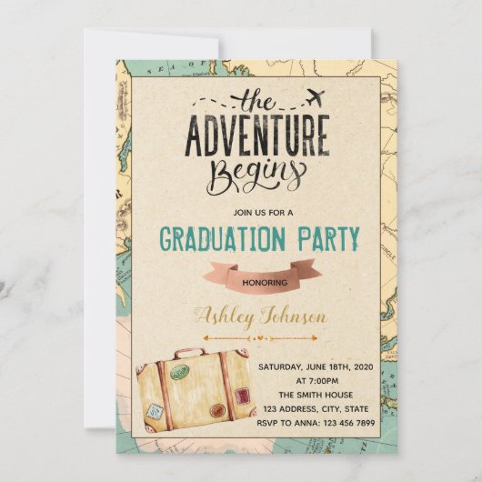 Invitation à la graduation du thème de voyage (Devant)