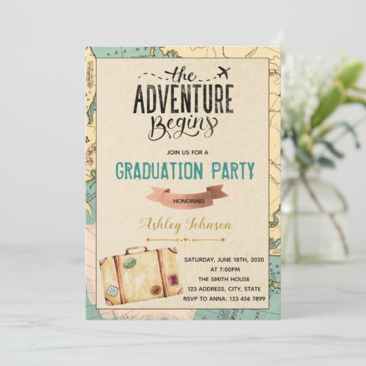 Invitation à la graduation du thème de voyage (Debout devant)