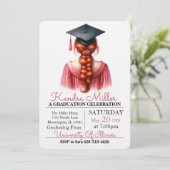 Invitation à la graduation en aquarelle rose (Debout devant)