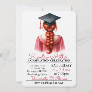 Invitation à la graduation en aquarelle rose